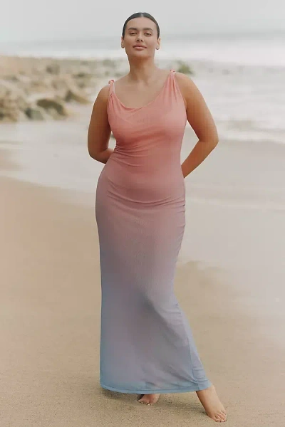 Good American Mesh Twist Maxi Dress In Pink