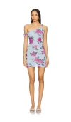 Good American Mesh Twist Midi Dress Vintage Rose In Blue