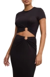 Good American Metal Ring Jersey Crop Top In Black001