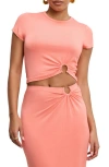 Good American Metal Ring Jersey Crop Top In Coral002