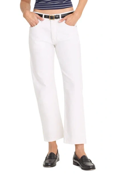 Good American Mid Rise Ankle Straight Leg Jeans In White