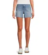 Good American Mid Rise Carpenter Long Shorts In Indigo In Blue
