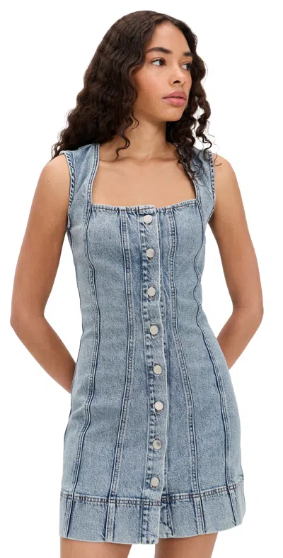 Good American Mini Button Front Dress In Indigo1104