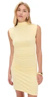 Good American Womens Lemon003 Mock-neck Ruched Stretch-jersey Mini Dress