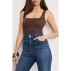 Good American Modern Tank Thong Bodysuit In Brown