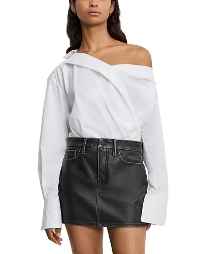 Good American Off Shoulder Poplin Bodysuit In White