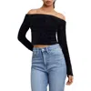 Good American Off The Shoulder Sweater In Black001
