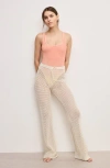 Good American Open Knit Cover-up Pants In Ecru003