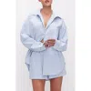 Good American Oversize Stripe Stretch Cotton Poplin Button-up Shirt In Glass Stripe002