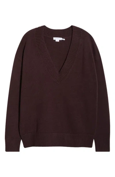 Good American Oversize V-neck Sweater In Brown