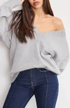 Good American Oversize V-neck Sweater In Gray