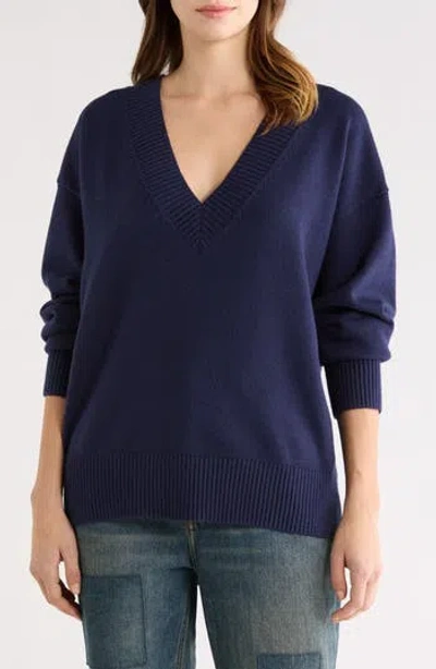 Good American Oversize V-neck Sweater In Horizon Ink