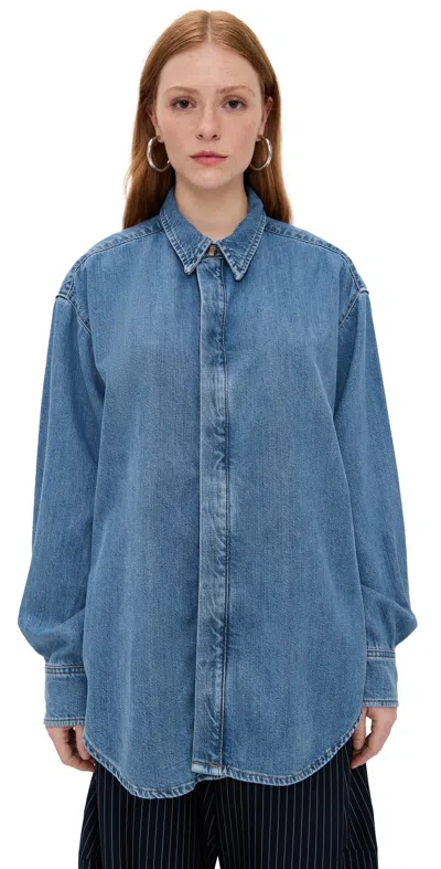 Good American Oversized Denim Shirt Indigo1024 In Multi