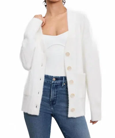 Good American Oversized Plush Cardigan Top In Cloud White