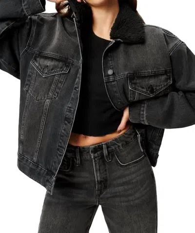 Good American Oversized Trucker Jacket In Black