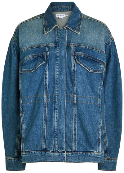 Good American Panelled Stretch-denim Jacket In Blue