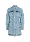 Good American Barrel Long Sleeve Denim Mini Shirtdress In Blue
