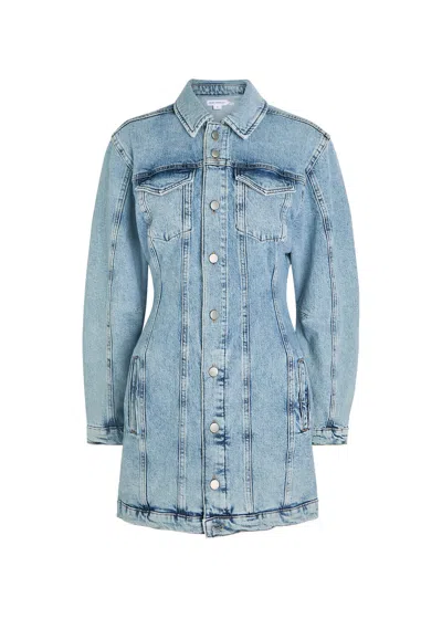 Good American Panelled Stretch-denim Mini Dress In Blue