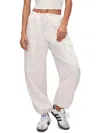 Good American Womens Cloud White 001 Parachute Wide-leg Drawstring-hem Cotton Trousers In White