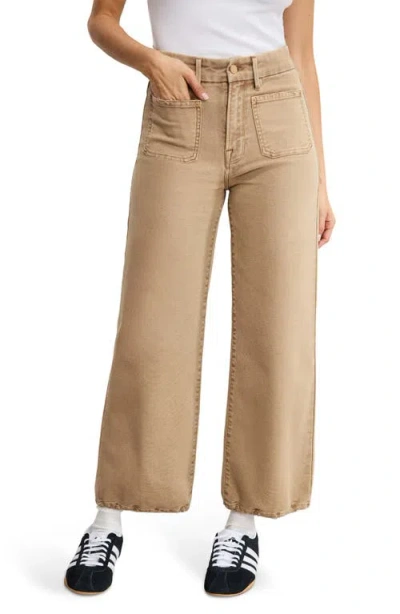 Good American Patch Pocket Crop Palazzo Jeans In Neutral