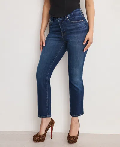 Good American Petite Dolly Jolean Mid Rise Jeans In Blue