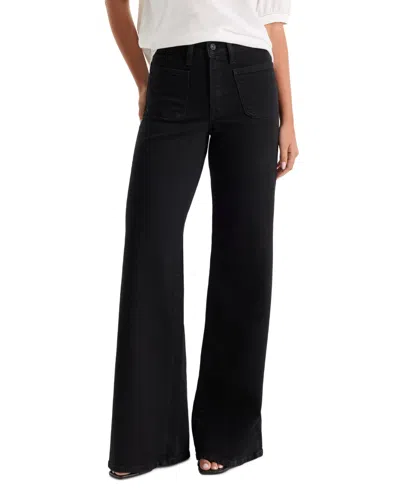 Good American Petite High-rise Wide-leg Ankle Pants In Black