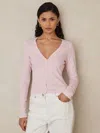 Good American Pink Pointelle Cardigan