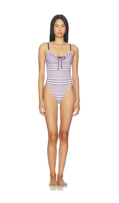 Good American Plaid Drawstring One Piece Swimsuit In Multi