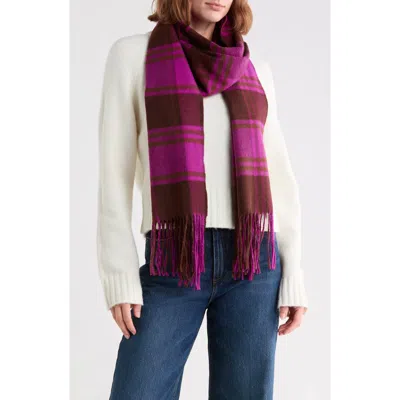 Good American Plaid Knit Scarf In Power Purple Large Plaid