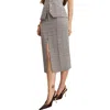 Good American Plaid Midi Skirt In Gray