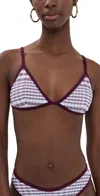 Good American Plaid Perfect Fit Bikini Top Fig Plaid In White