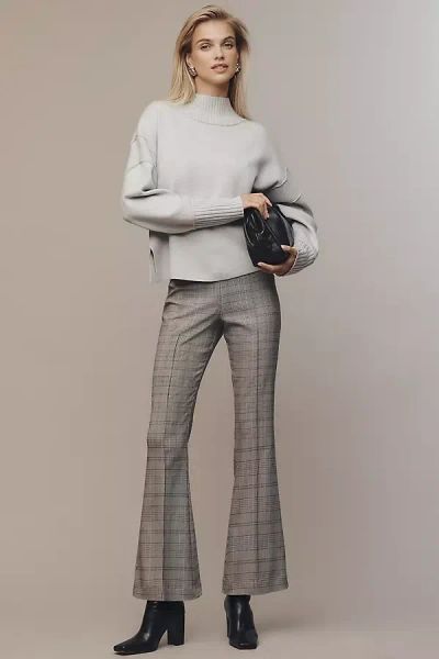 Good American Plaid Pull-on Kick-flare Pants In Gray