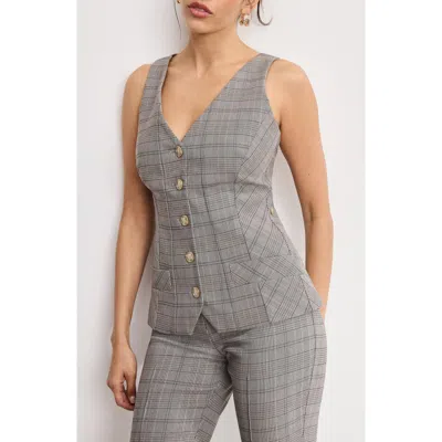 Good American Plaid Vest In Gray