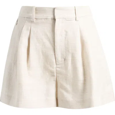Good American Pleated Tencel™ & Linen Trouser Shorts In White