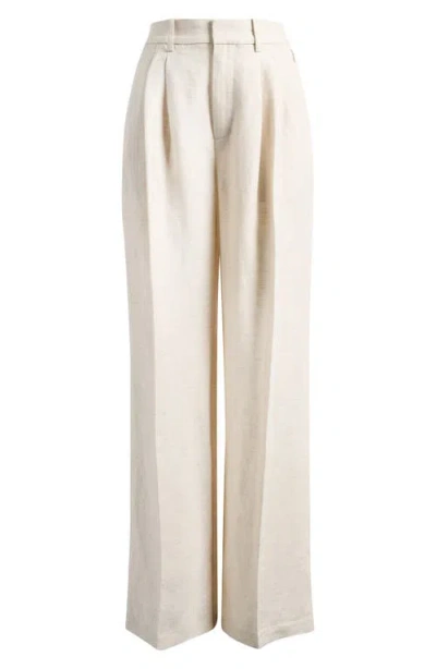 Good American Pleated Tencel™ & Linen Trousers In Neutral