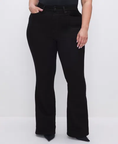 Good American Plus Size Never Fades Flare Jeans In Black