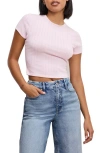 Good American Pointelle Baby Tee Cotton Candy Pink003 In Cotton Candy Pink003