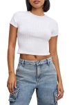 Good American Pointelle Baby Tee In White001
