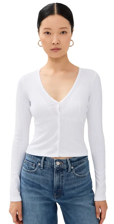 Good American Pointelle Cardigan White001