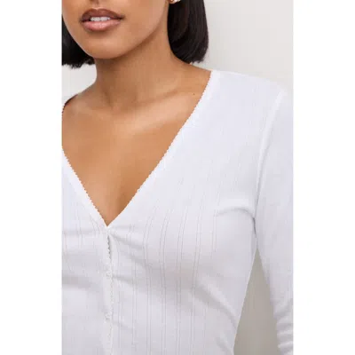 Good American Pointelle Crop Cardigan In White