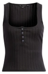 Good American Pointelle Henley Tank In Black001