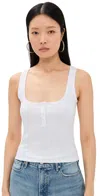 GOOD AMERICAN POINTELLE HENLEY TANK TOP WHITE001