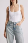 Good American Pointelle Henley Tank In White