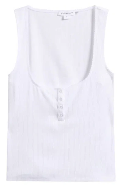 Good American Pointelle Henley Tank In White001