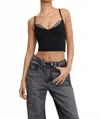 Good American Ponte Crystal Knit Top In Black In Black