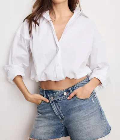 GOOD AMERICAN POPLIN BUBBLE SHIRT IN WHITE
