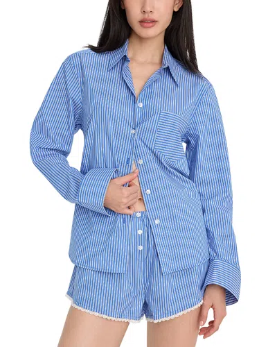 Good American Poplin Classic Boxy Shirt In Blue
