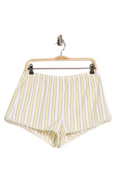Good American Poplin Lace Trim Stripe Boxer Shorts In Multi