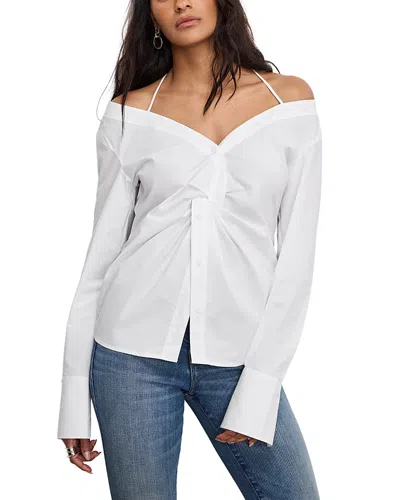 GOOD AMERICAN POPLIN OFF-THE-SHOULDER SHIRT