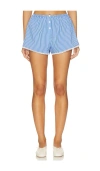 Good American Poplin Pull On Boxer Shorts In Blue